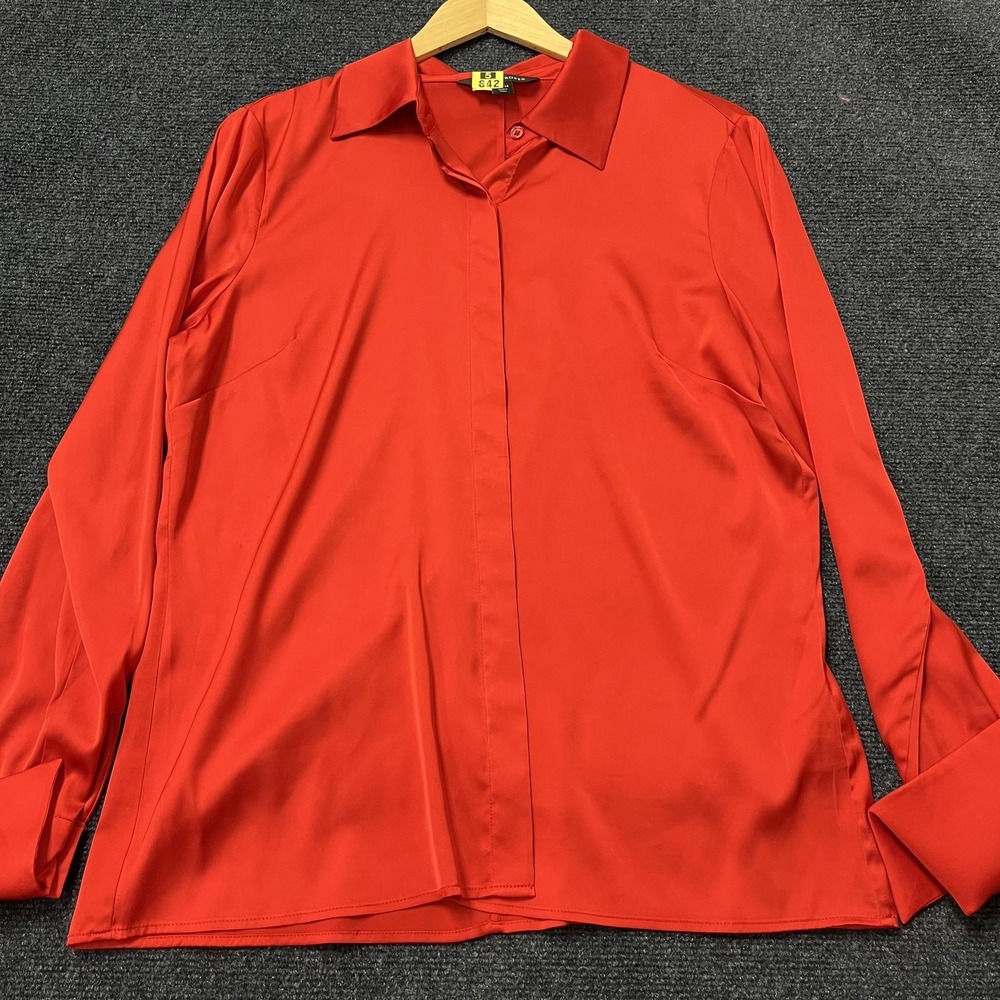 Roper‎ Shirt Womens 14 Red Long Sleeve Button Front Western Blouse Dressy Top